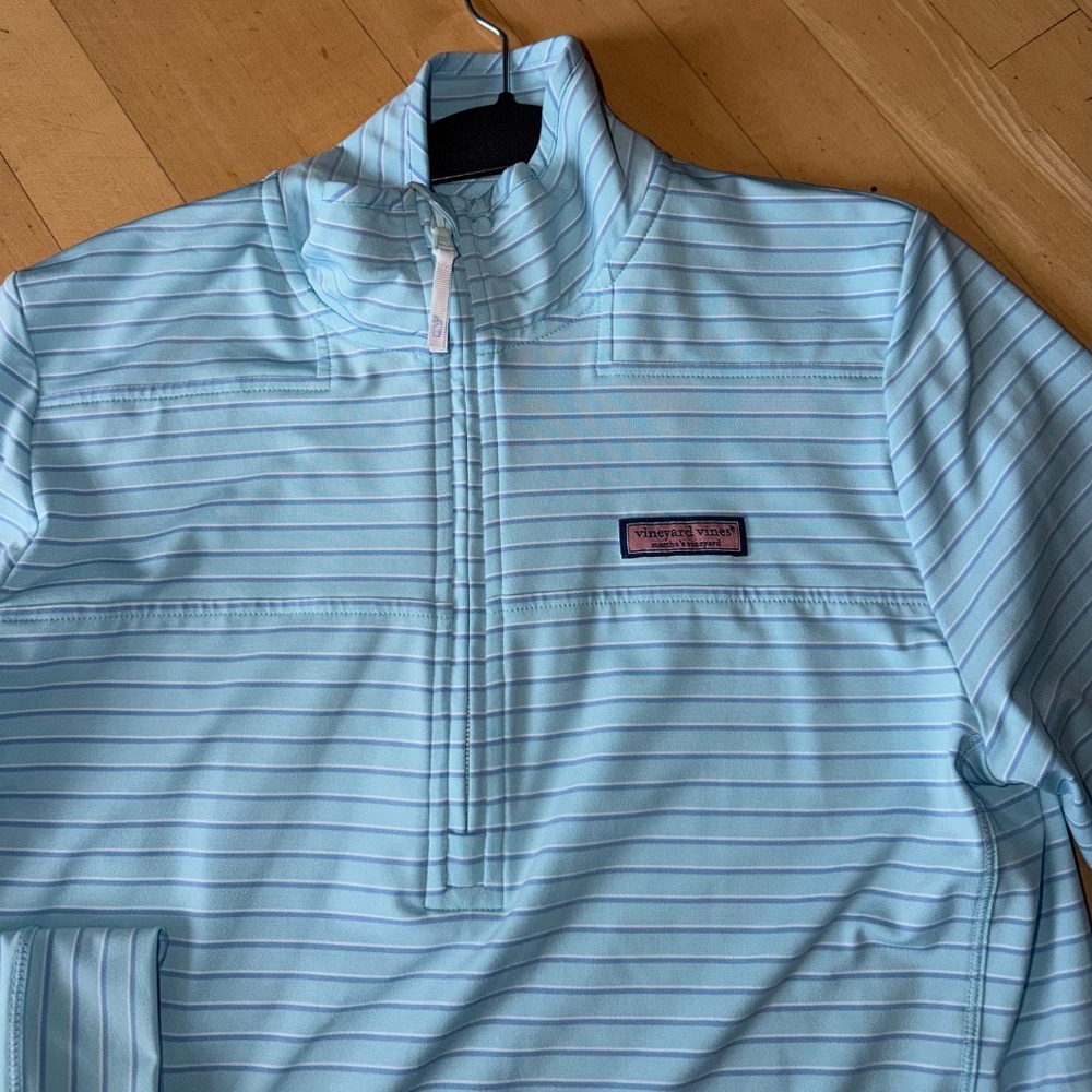 Vineyard Vines The Shep shirt turquoise blue stripe M, CB2586 - Picture 2 of 4